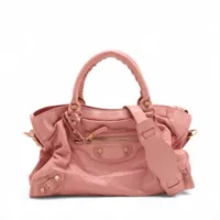 Balenciaga THE GIANTCITY Leather 2 Way Handbag Pink 281770 Mirror