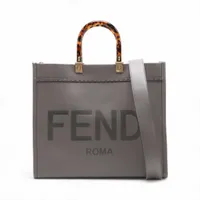 フェンディ セレリア カルラ レザー トートバッグ ピンク×グレー