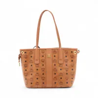 MCM リバーシブル レザー トートバッグ ブラウン AP140156｜中古