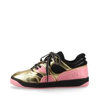 グッチ エース レザー×ファブリック スニーカー 34 レディース マルチ