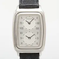 ティファニー デュアルタイム SS SS×革 QZ シルバー文字盤 L201