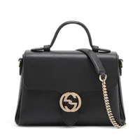 グッチ インターロッキングG レザー 2WAYハンドバッグ ブラック 510302