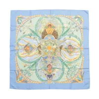 エルメス カレ90 GRAND MANEGE 大調教術 スカーフ シルク ブルー