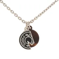 エルメス ルーペネックレス ペンダント レザー×メタル シルバー