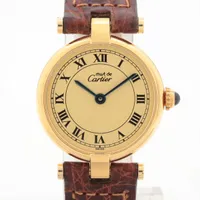 カルティエ マストヴァンドーム W1002254 925 GP×革 QZ アイボリー文字