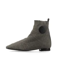 エルメス ニット×レザー ロングブーツ 36.5 レディース ブラック