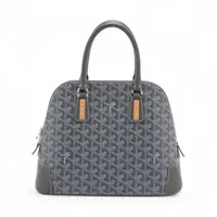 ゴヤール サンルイジュニア PVC×レザー ハンドバッグ ブラック