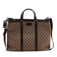 グッチ GGキャンバス 100周年記念モデル キャンバス×レザー トート