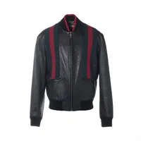 グッチ ミケーレ期 ラムスキン レザージャケット 54 ブラック×レッド