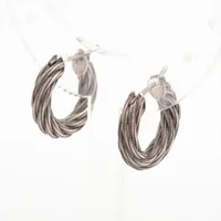 BOTTEGA VENETA シルバー ツイスト フープ ピアス 両耳用 ボッテガヴェネタ ツイストフープ ピアス(両耳用) 925 6.9g シルバー