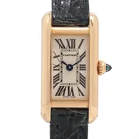 カルティエ タンクアロンジェ W1529956 YG YG×革 QZ アイボリー文字盤