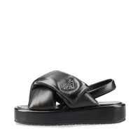 プラダ ファー サンダル 36 レディース ベージュ トライアングルロゴ