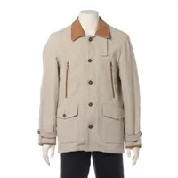 ナイスネス 25AW コットン×レザー ジャケット M メンズ ベージュ NN