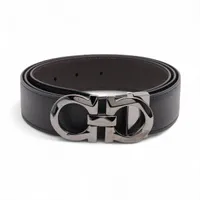 フェラガモ ダブルガンチーニ ベルト レザー ブラック×ダークブラウン