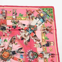 エルメス カレ90 Kachinas カチナ スカーフ シルク ピンク A4142208