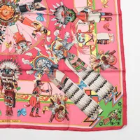 エルメス カレ90 Kachinas カチナ スカーフ シルク ピンク A4142208