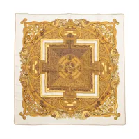 エルメス カレ90 L'OR DES CHEFS 首長達の金 スカーフ シルク ネイビー