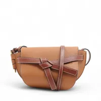 ロエベ ミニゲート レザー ショルダーバッグ ブラウン A4143884｜中古