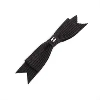 シャネル ココマーク リボン 22P バレッタ ストロー ブラック ZZ025693