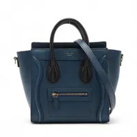 セリーヌ ラゲージ ナノショッパー レザー 2WAYハンドバッグ ネイビー