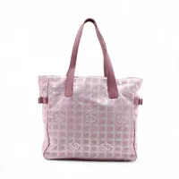 シャネル ニュートラベルライン ナイロン×レザー トートバッグ ピンク