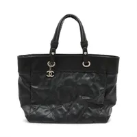 シャネル パリビアリッツMM コーティングキャンバスxレザー トート