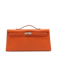 エルメス ケリーカット ヴォースイフト オレンジ シルバー金具 □J