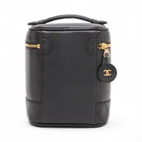 シャネル ビコローレ ラムスキン バニティバッグ ブラック ゴールド