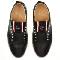 クリスチャンルブタン スパイクスタッズ レザー スリッポン 42 メンズ