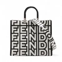 フェンディ セレリア カルラ レザー トートバッグ ブルー×ブラック