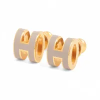 エルメス ミニポップH ST1204 ピアス(両耳用) GP グレージュ×ゴールド