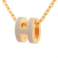 エルメス ミニポップH ネックレス GP ベージュ×ゴールド A4147842