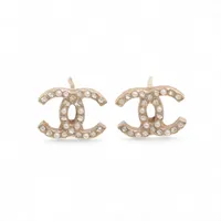 シャネル ココマーク B20C ピアス(両耳用) GP×ラインストーン×フェイク