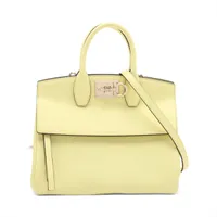 フェラガモ ガンチーニ スタジオ レザー 2WAYハンドバッグ イエロー