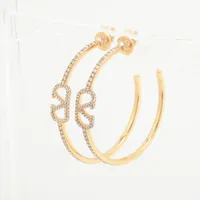 ヴァレンティノ Vロゴ ピアス(両耳用) GP×ラインストーン ゴールド