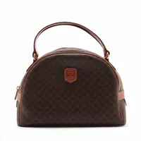 セリーヌ マカダム PVCxレザー ハンドバッグ ブラウン AP140570｜中古