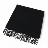 エルメス ロゴ マフラー カシミヤ ブラック ソルド品 タグ小さな穴あり