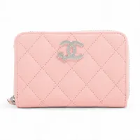 シャネル マトラッセ キャビアスキン コインケース ピンク シルバー