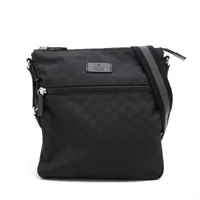 グッチ GGナイロン ナイロンxレザー ショルダーバッグ ブラック 449185