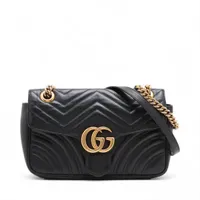 グッチ GGマーモント レザー ショルダーバッグ ブラック 443497