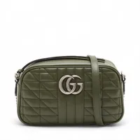 グッチ GGマーモント レザー チェーンショルダーバッグ カーキ 447632