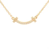 ティファニー Tスマイル ミニ ダイヤ ネックレス 750(YG) 2.1g