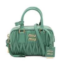 希少　ミュウミュウ　ハンドバッグ　がま口　パイソン　レザー　グリーン　ロゴ 希少 ミュウミュウ ハンドバッグ がま口 パイソン レザー グリーン