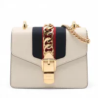 グッチ シルヴィ レザー チェーンショルダーバッグ ホワイト 431666