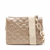 ヴィトン モノグラムエンボス クッサンPM M22385 ベージュ RFID反応