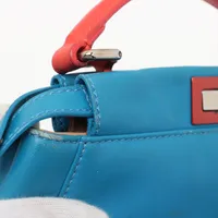 フェンディ ミニピーカブー レザー 2WAYハンドバッグ ブルー 8BN244