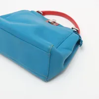 フェンディ ミニピーカブー レザー 2WAYハンドバッグ ブルー 8BN244