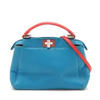 フェンディ ミニピーカブー レザー 2WAYハンドバッグ ブルー 8BN244