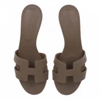 エルメス オアジス レザー サンダル 35 レディース グレージュ