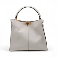 【美品】フェンディ ボルサマジック ハンドバッグ レザー キャンバス ホワイト ナノ ピーカブー レザー ホワイト | Fendi